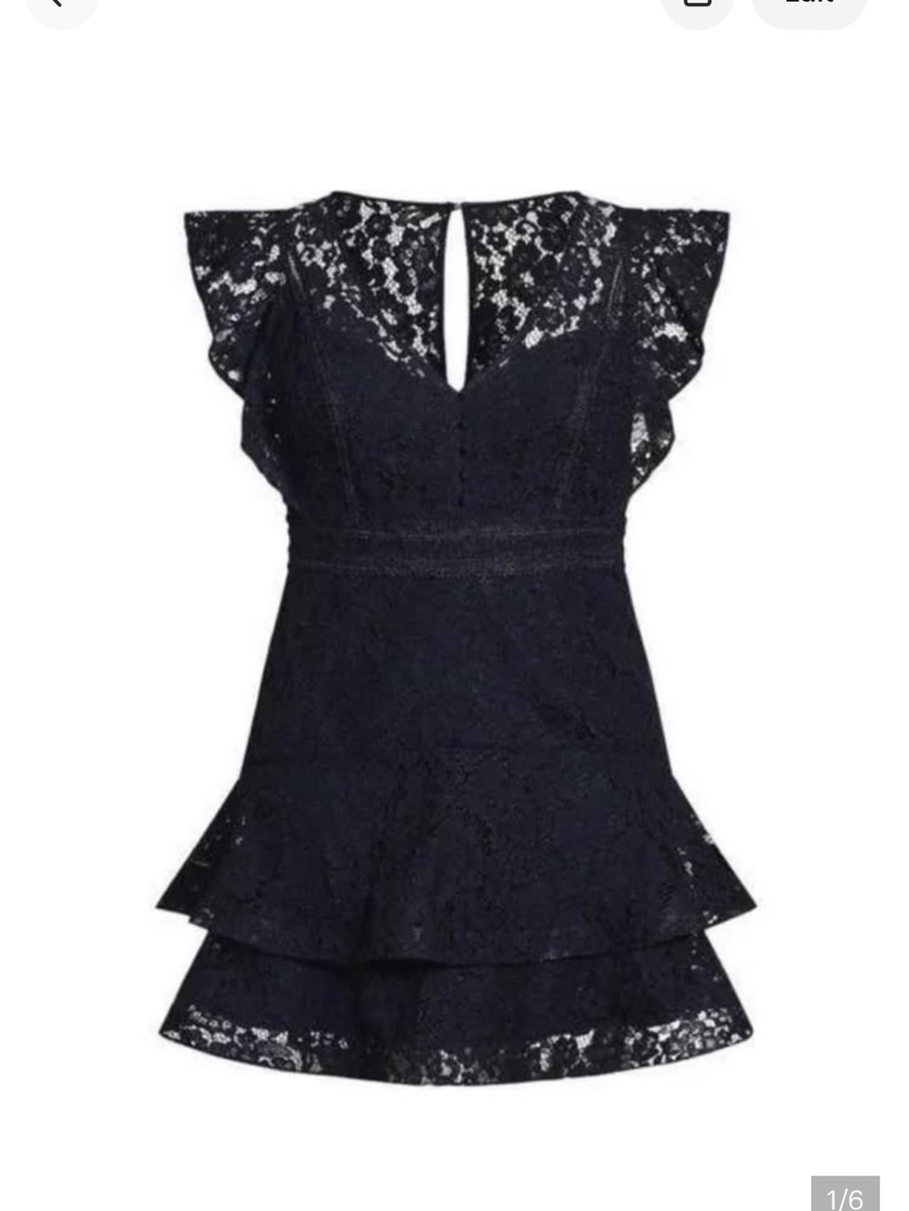 City Chic Black Lace Tiered Flutter-Sleeve Dress
